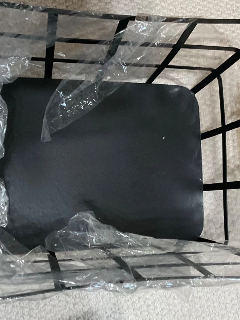 black metal grid basket